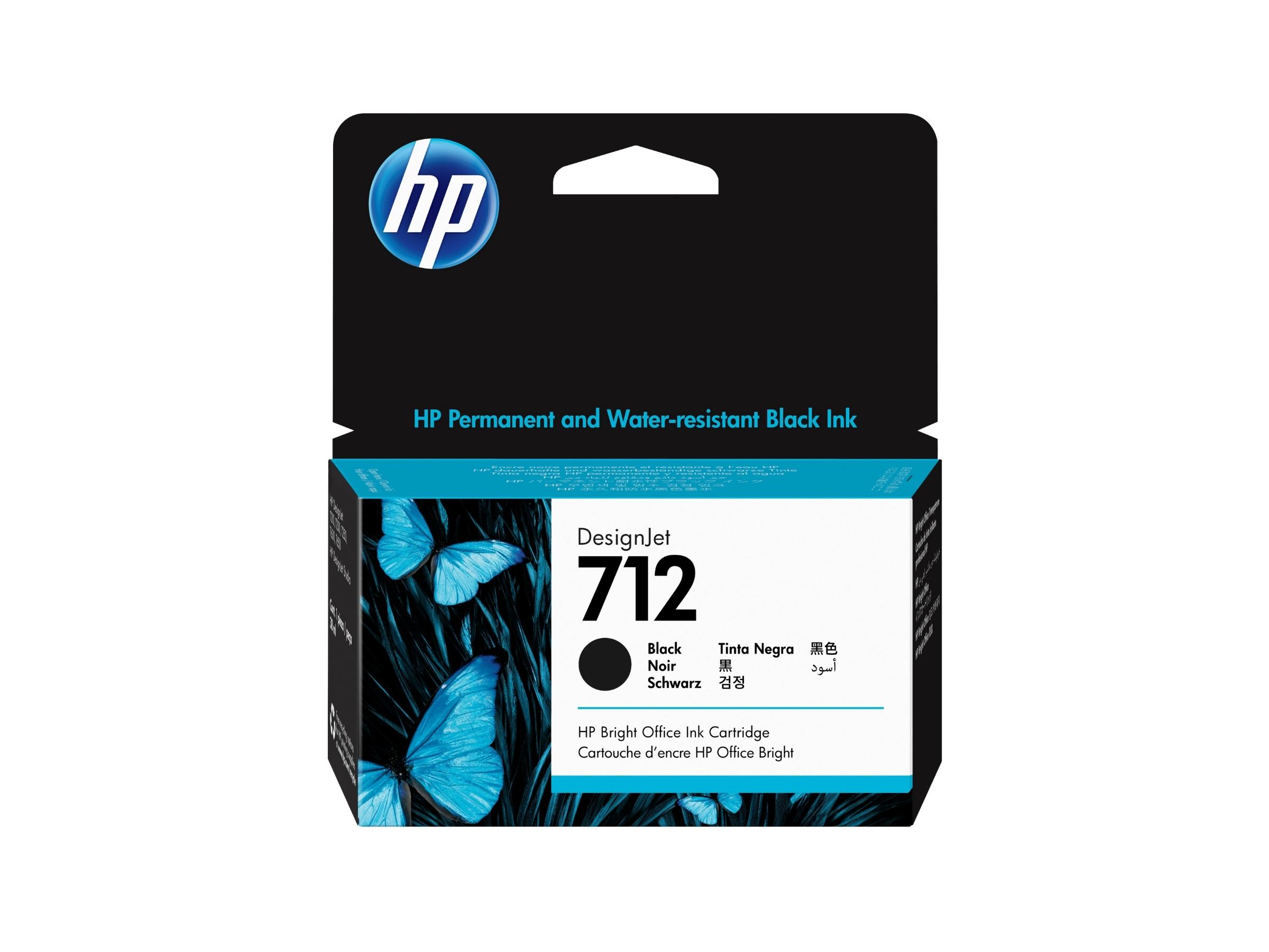 CARTUCHO DE TINTA HP 712A BLACK 38ML (3ED70A) T210/T230/T250/T630/T650